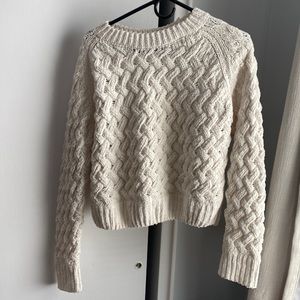NWOT Kendall + Kylie crew neck, cable knit Sweater, size Large, winter white